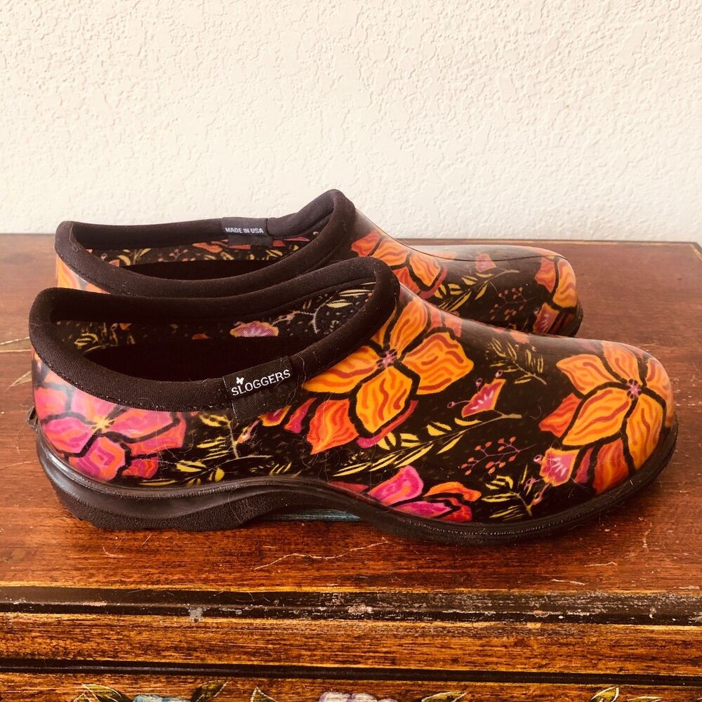 Sloggers Orange Red flowers Size 9